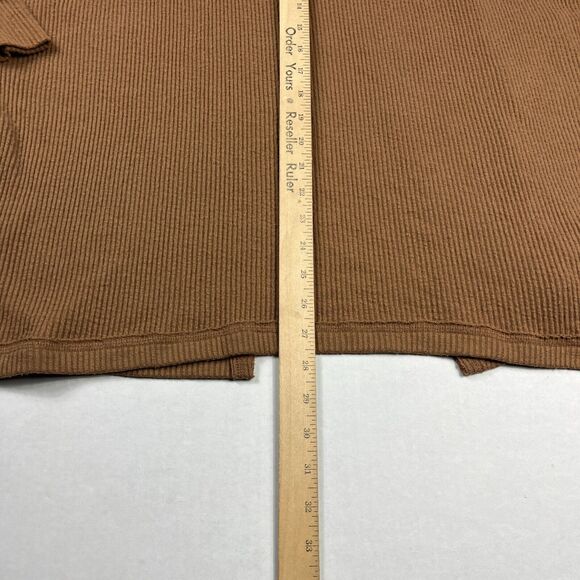 We The Free People Oversized Ribbed Knit Top Brown Cowl Neck Baggy Shirt SMALL - Picture 7 of 10